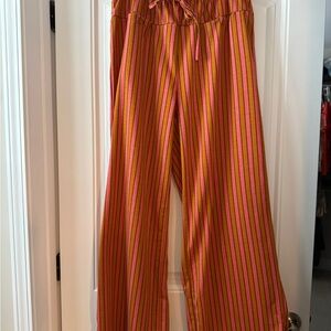Striped Pink and Orange Wide-Leg Pants